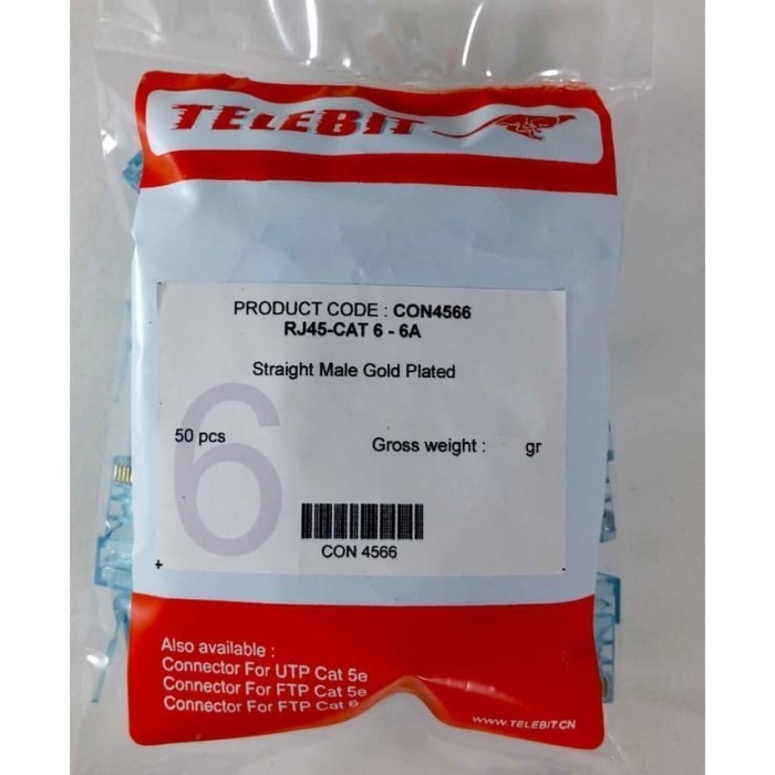 Konektor RJ45 Telebit CAT6 RJ-45 - Biru