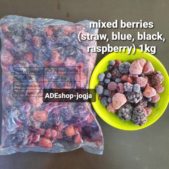 

*****] buah beku frozen mixed berries 1 kg mix berry straw blue black rasp