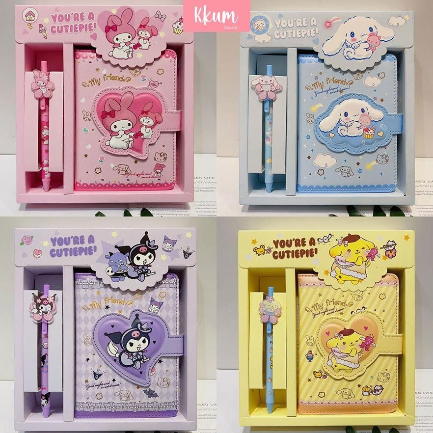 

tg-342 2 in 1 Gift set notebook sanrio magnet/ Buku tulis cute kuromi cinnamorol Premium