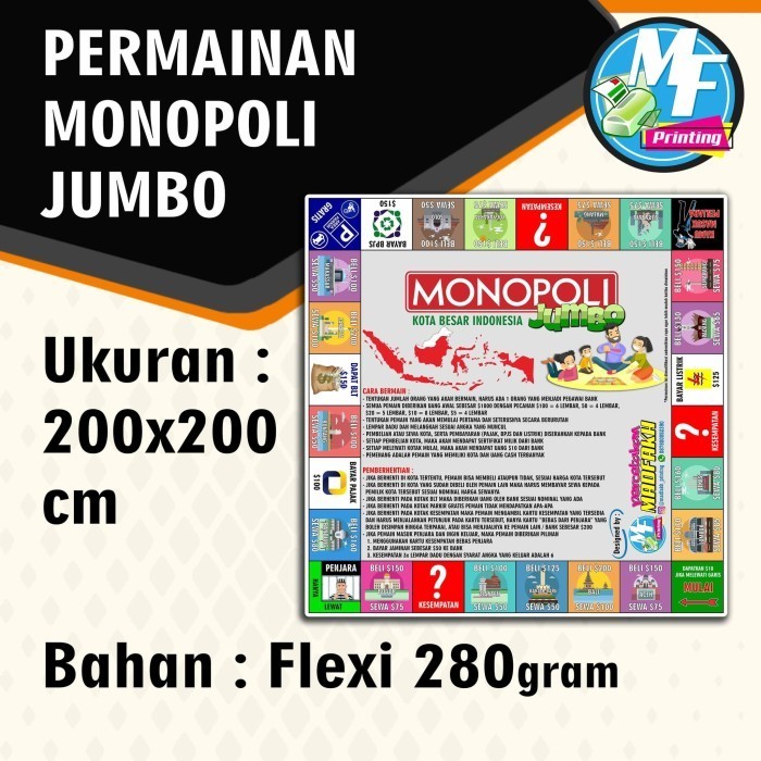 Permainan Monopoli Jumbo Ukuran 200 X 200 Cm