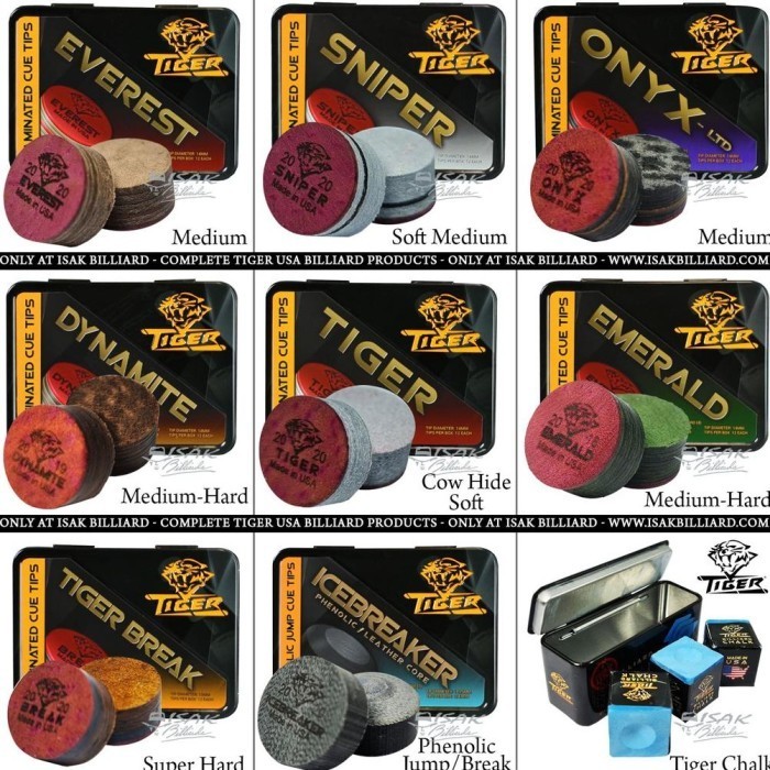 TERLARIS EMERALD CUE TIP - LAMINATED LAYER TIPS LAPIS BY TIGER USA