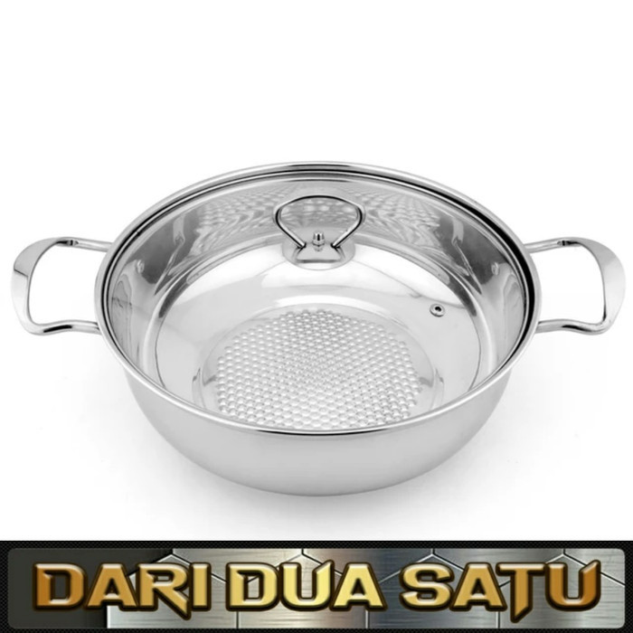 Panci Shabu Sukiyaki Grill Stainless Tutup Kaca