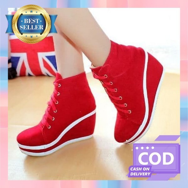 Sepatu Boots High Hak Heels Pesta Fashion Casual Wanita Cewek Murah Bood Buts Boots Booth Hitam Hak 