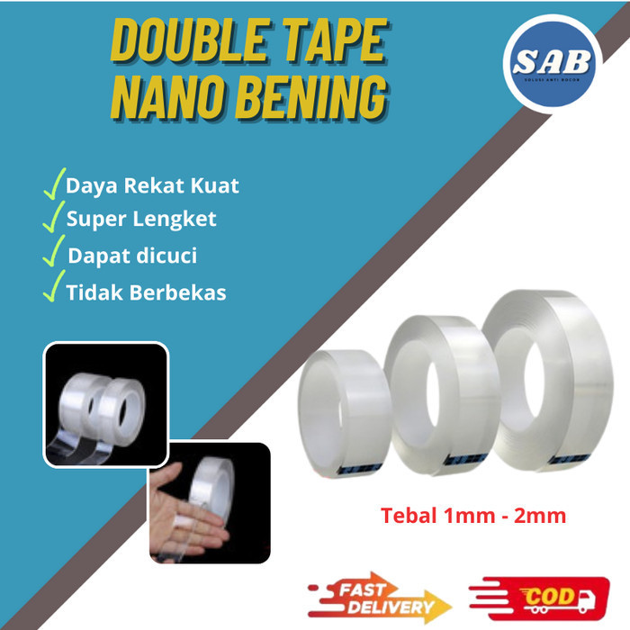 

Double Tape Bening Nano Tape Merk Pollak Lengket Kuat TanpaBekas