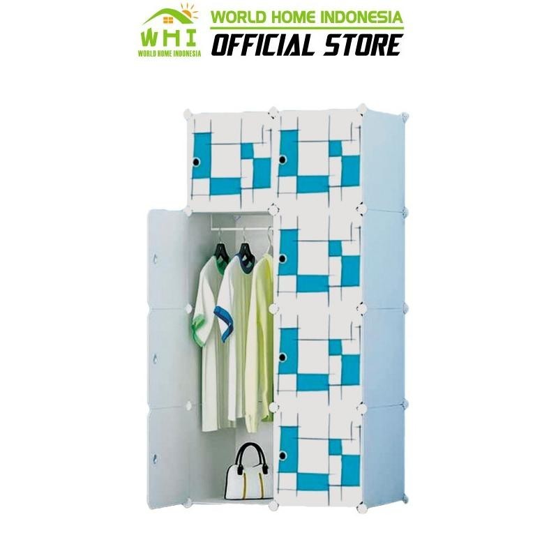 Lemari Plastik 8 Pintu+Gantungan Baju Lemari Pakaian Karakter Lemari Portable Lemari Pakaian Serbagu