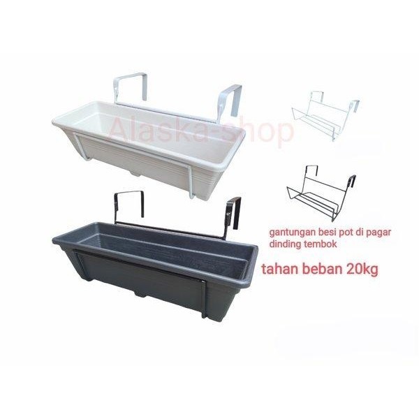 Gantungan Pot Panjang Besi Balkon Rak Pot Bunga Gantung Pagar Dinding