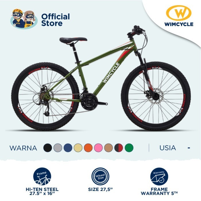 Sepeda Gunung MTB Wimcycle Falcon 27.5 - Green