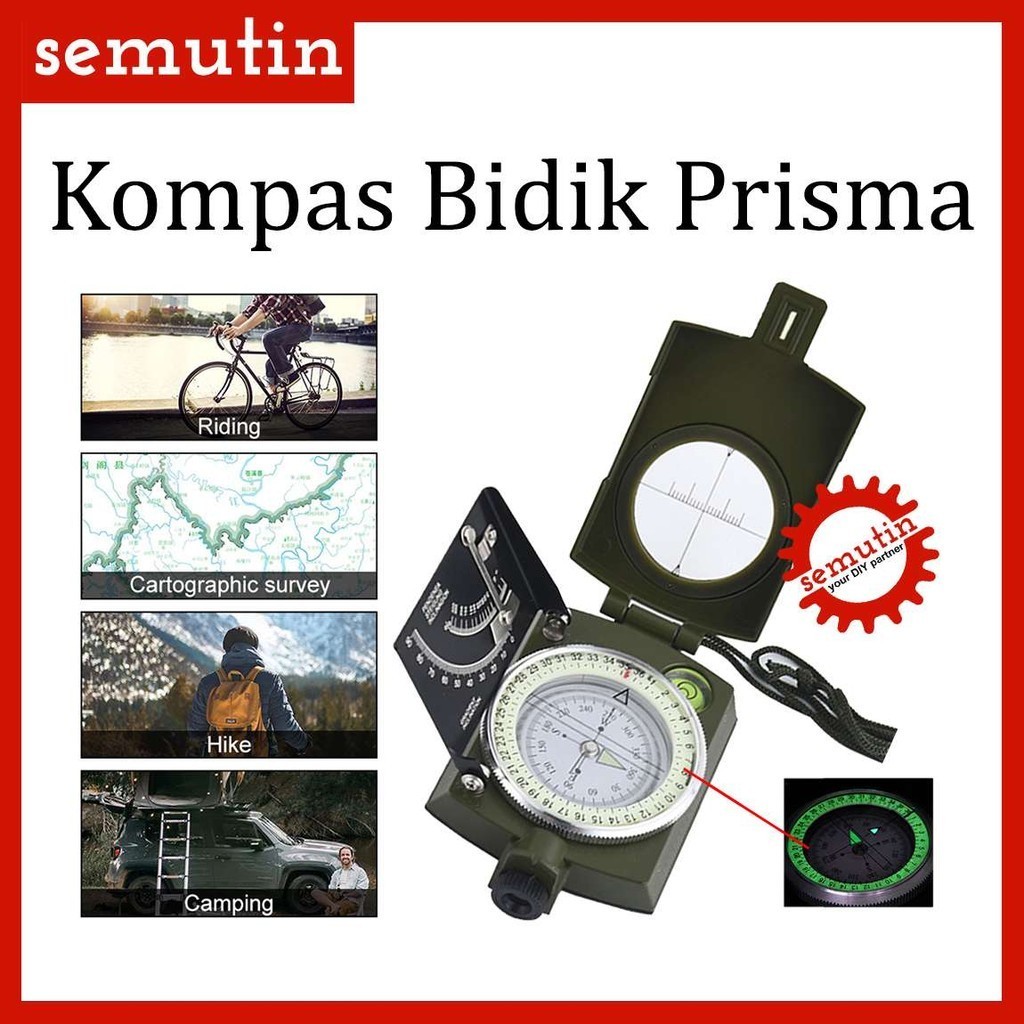 Kompas Bidik Prisma AG74 / Compas Lensatic Army / Compass Camping Pramuka Navigasi Darat Outdoor Mil