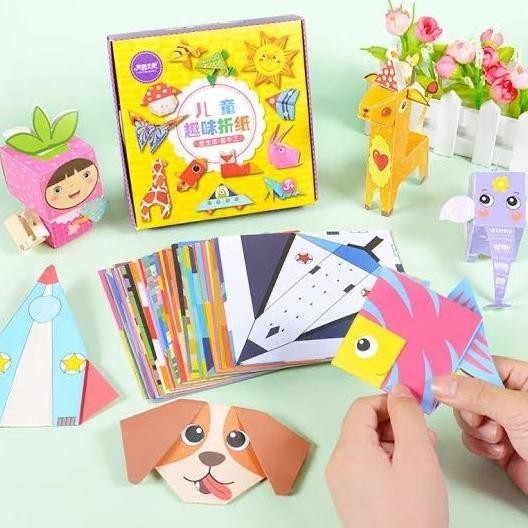

ORIGAMI PAPER SET WITH INSTRUCTION BOOK / animal kertas lipat anak