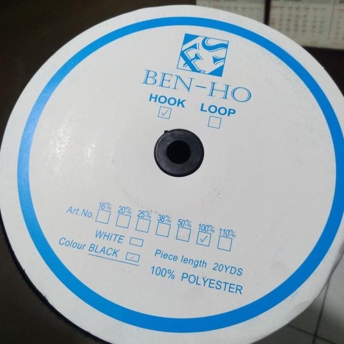 velcro perekat warna hitam 10cm pilih kasar/ halus 1 roll