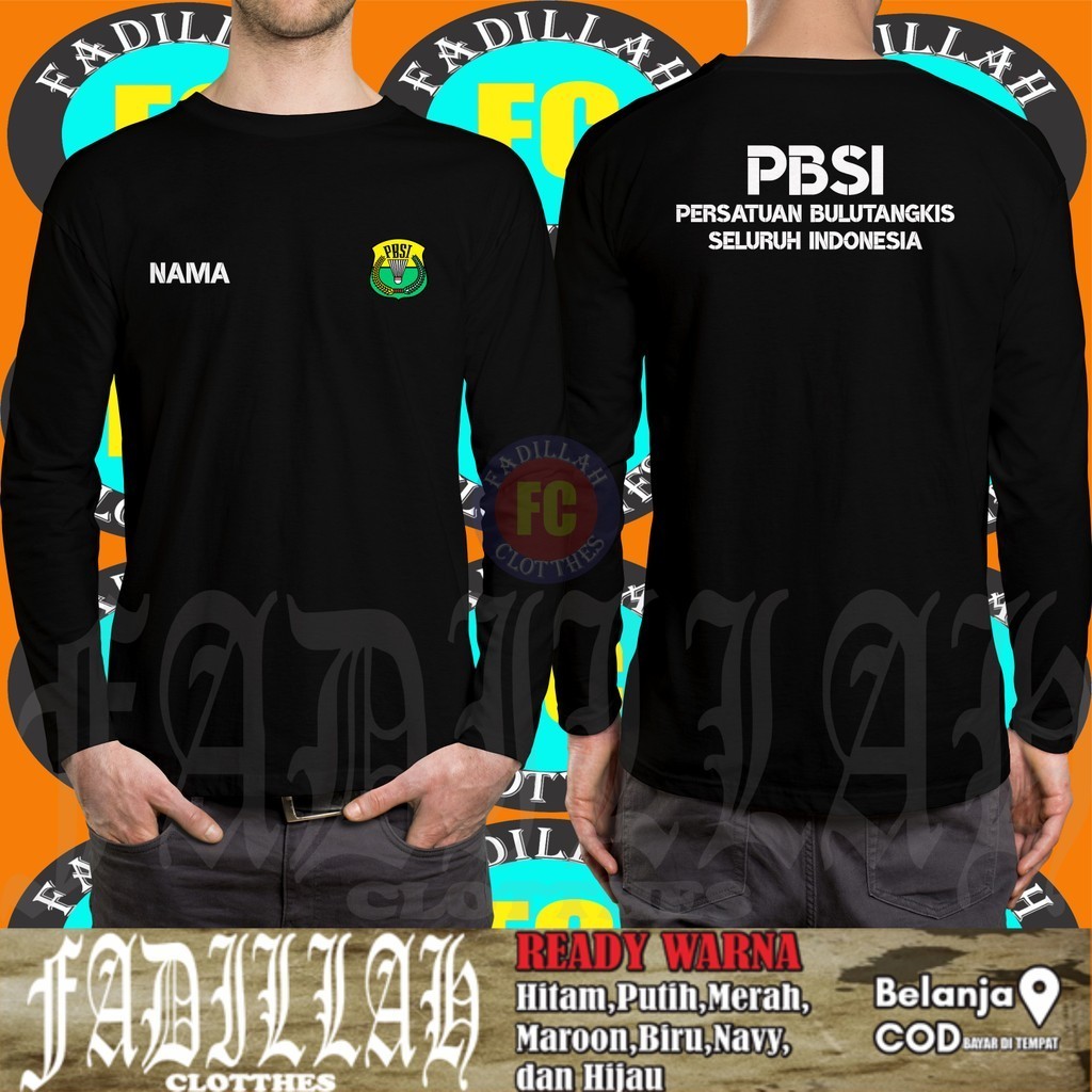 Baju Kaos PBSI Persatuan Bulutangkis Seluruh Indonesia Gratis Nama DB Lengan Panjang DB Kaos Distro
