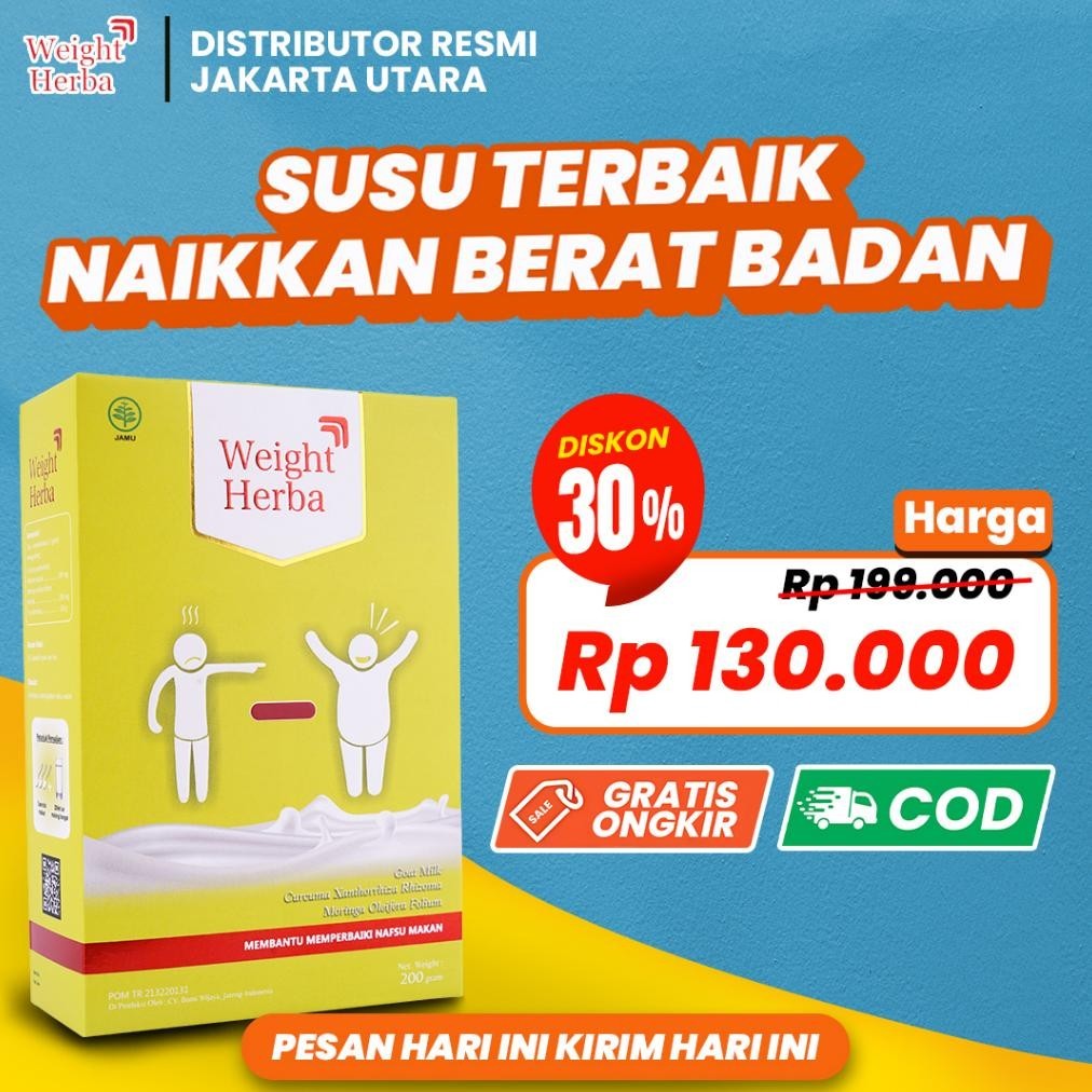 

Weight Herba - Paket 1 BOX 100% Original Susu Penggemuk Penambah Berat Badan & Nafsu Makan Tingkatkan Kalori Kualitas Tinggi BS