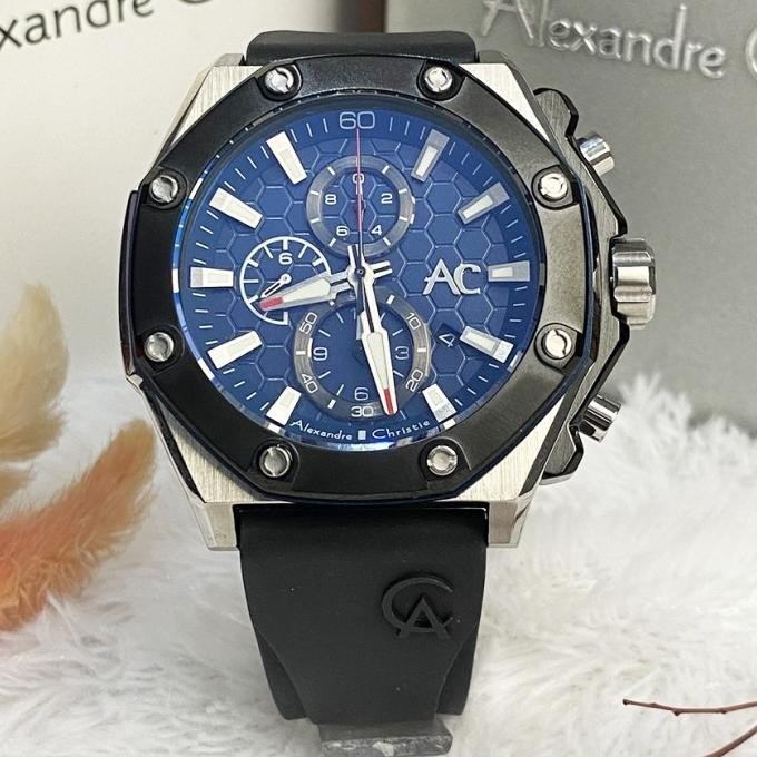 Baru Jam Alexandre Christie Pria Ac 9601 Ac9601 Black Silver Original