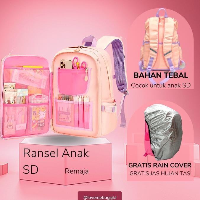 Tas Anak Perempuan Sd Remaja Import Lmb Bahan Nilon Premium Tebal