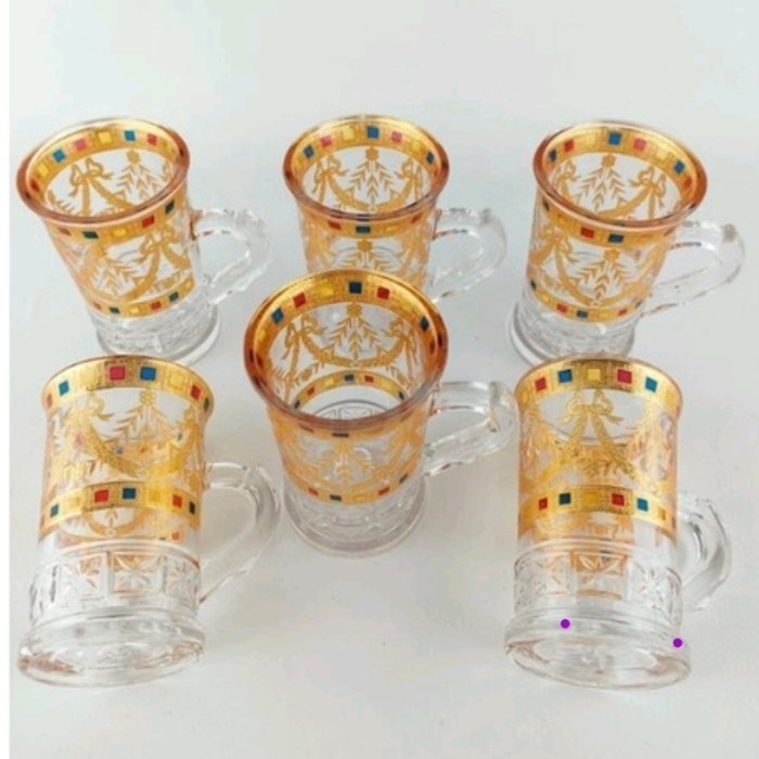 Terbaru Gelas Sahi Tea Set Gelas Arab Timur Tengah Tanpa Tatakan @6 Pcs Promo Terlaris