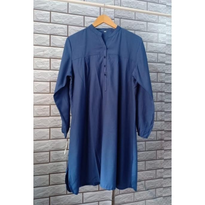 Tunik Polos Viscose Jumbo Biru Jeans