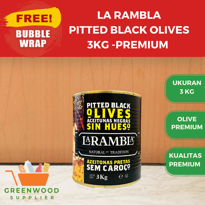 

Brom [Hitam] La Rambla Pitted Black Olives - 3Kg [Hemat]