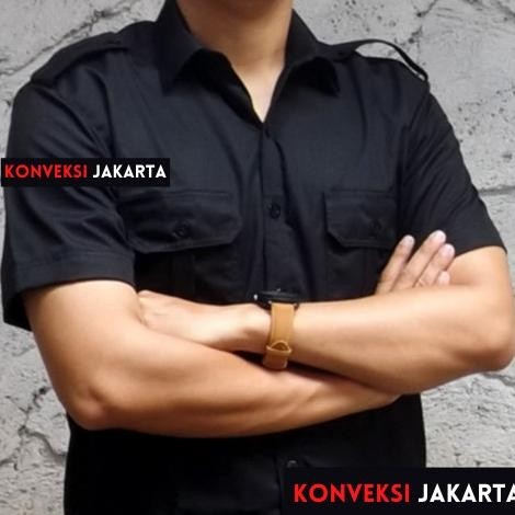 PDL Baju Kemeja Seragam Kerja Pakaian Dinas Lapangan Hijau Army Bordir