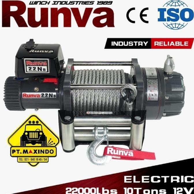 Runva 22Nb Electric Winch 12 Volt Kapasitas 10 Ton Heavy Duty