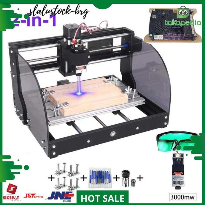 Mesin Laser Grafir Mini Engraver Printer Ukir Kayu MDF Batu 3000 mW