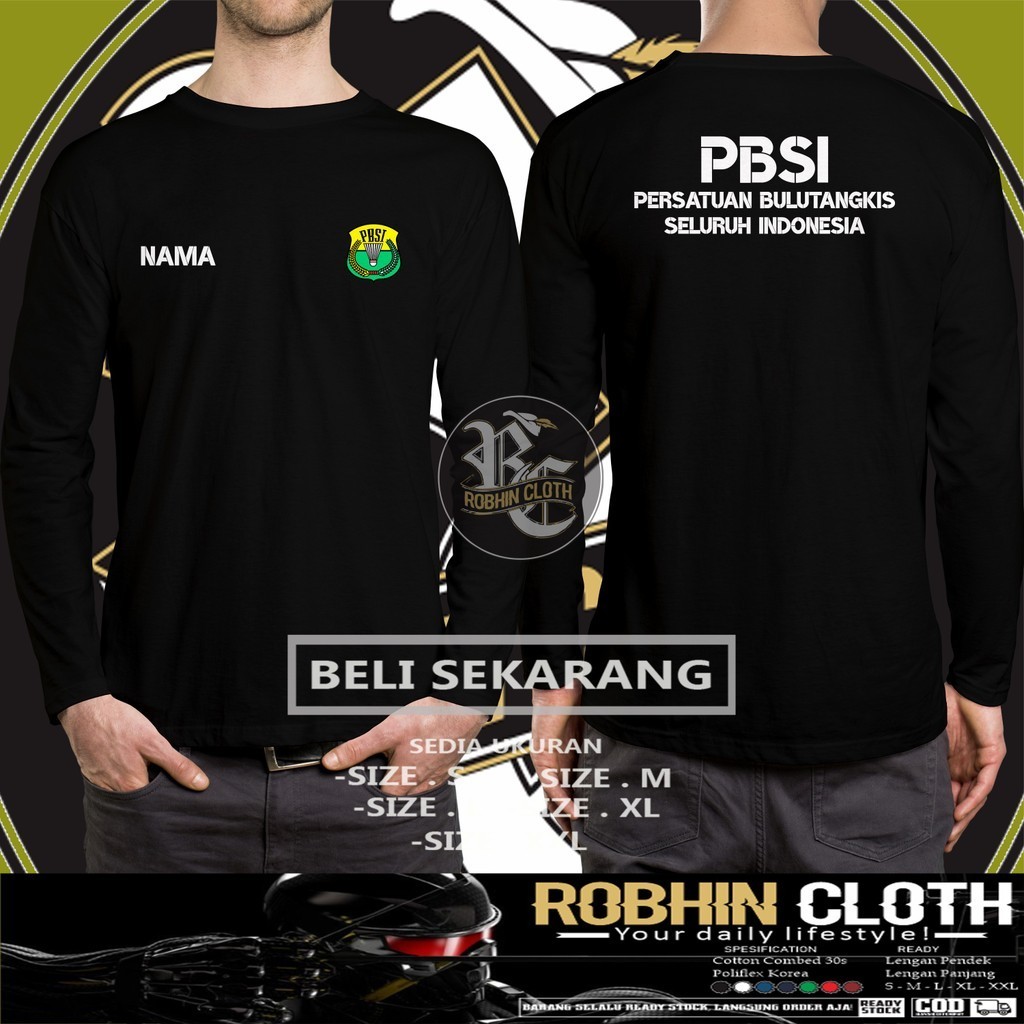 Kaos Baju PBSI Persatuan Bulutangkis Seluruh Indonesia Gratis Nama DB Lengan Panjang DB Kaos Distro