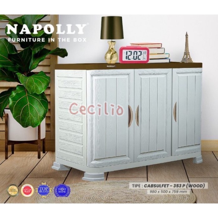 Terbaru [Napolly] Cabsulfet 353 - Bufet Tv Plastik Napolly 3 Pintu / Meja Tv Promo Terlaris