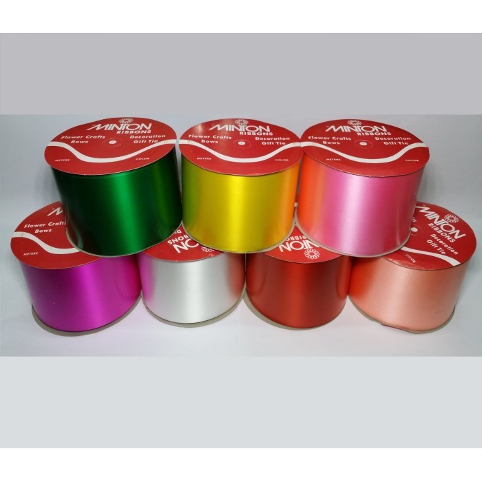 Pita Kado Plastik Jepang Polos Minton Ribbon 3" X 12Yd (Per Roll)