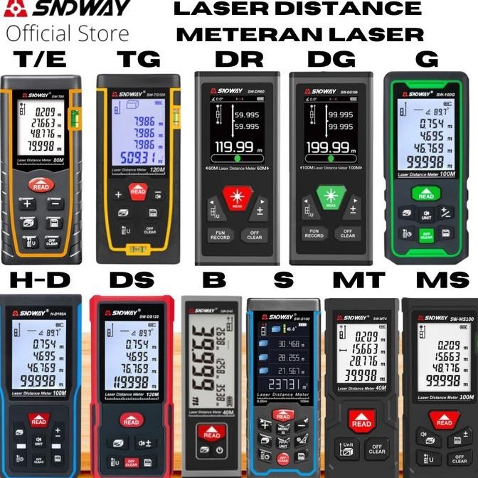 SNDWAY Meteran Laser Distance Digital 40 60 80 100 Laser Merah Hijau