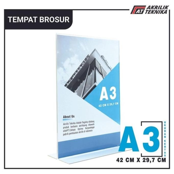 

Tempat Brosur Akrilik Tent Card Holder Portrait T - Ukuran A3 2Mm Kualitas Premium