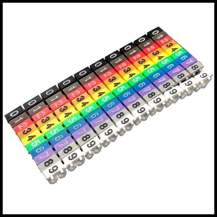 

TERBARU 100PCS CABLE MARKERS COLOURFUL C-TYPE MARKER NUMBER TAG LABEL STICKER