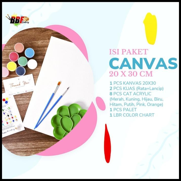 

TERBARU PAKET LUKIS KANVAS 20X30 LENGKAP DENGAN CAT AKRILIK PALET KUAS CANVAS