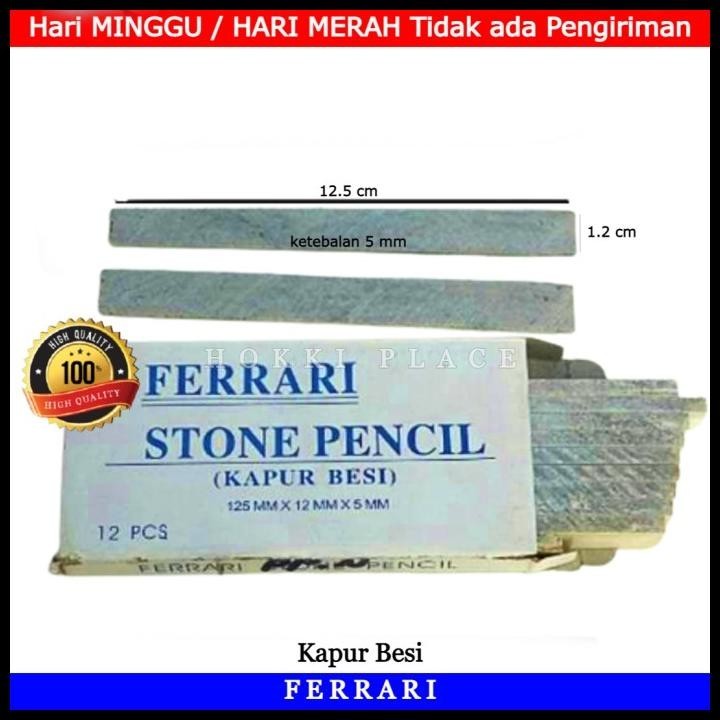 

DISKON STONE PENCIL FERARRI 12.5 MM X12 MM X5 MM KAPUR BESI PENSIL BESI / BOX