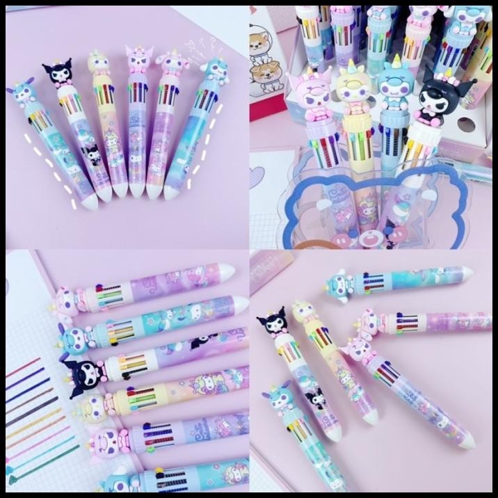 

HOT DEAL SANRIO 10 COLORS PEN BALLPOINT 10 WARNA CHRISTMAS STATIONERY PEN !!!!!!!