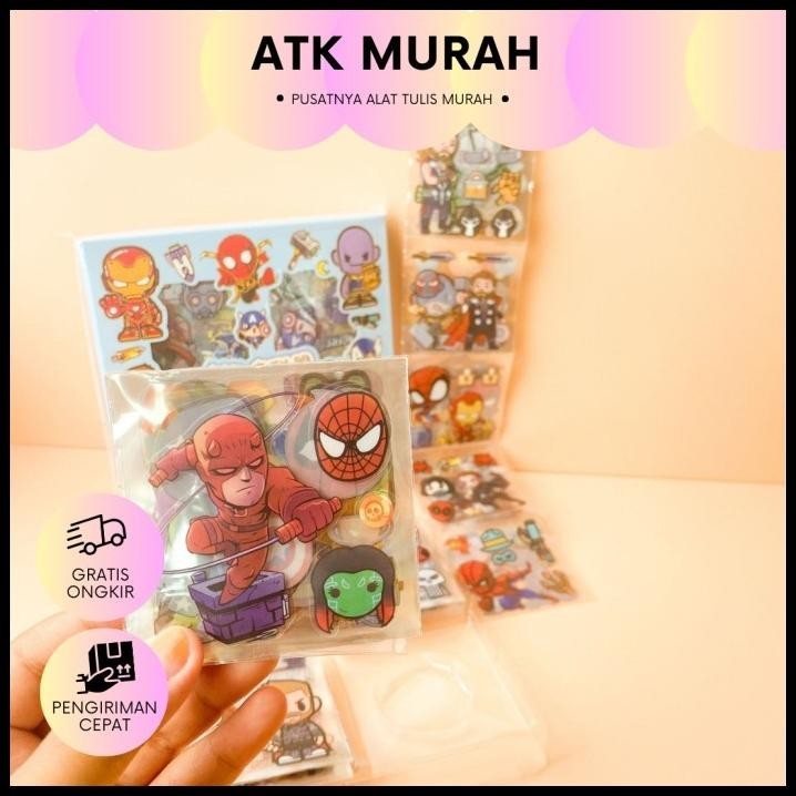 

BEST DEAL STIKER 100 LEMBAR AVENGERS SUPERHERO LUCU WATERPROOF STICKER ST-1197 !!