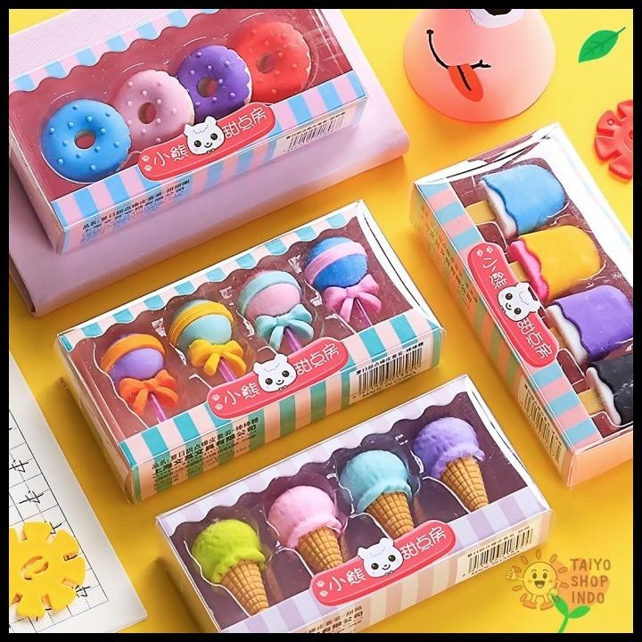 

DISKON TAIYO PERLENGKAPAN ALAT TULIS PENGHAPUS SET SWEETS 4IN1 RUBBER KARET