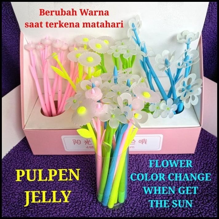 

TERBARU FLOWER JELLY PEN COLOR CHANGE - PULPEN GEL MOTIF BUNGA - SOUVENIR ATK