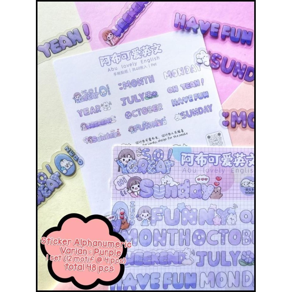 

DISKON STICKER TRANSPARANT PET ALPHANUMERIC LUCU WARNA PASTEL UNTUK DEKORASI
