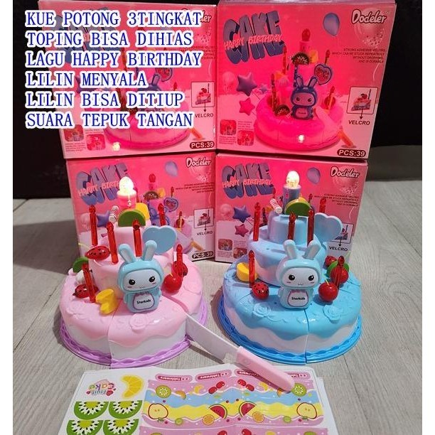 MAINAN KUE ULANG TAHUN 3TINGKAT TIUP LILIN BIRTHDAY CAKE