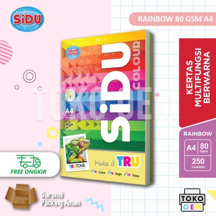 

Sidu Kertas Hvs Rainbow Colour A4 80 Gr 10 Warna Print Fotocopy 80Gsm