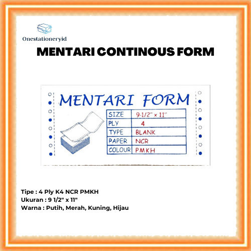

Kertas Continuous/Continous Form 4 Ply, 4 Rangkap K4 Ncr Pmkh 9,5"X11