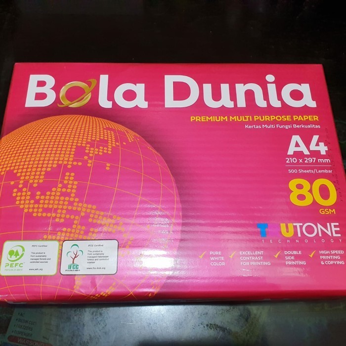 

Kertas Hvs A4 80Gr Bola Dunia