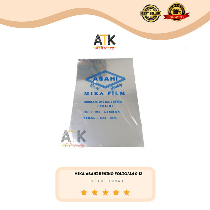 

Mika Jilid Film Asahi Folio/A4 Bening 0.12Mm (100 Lembar)