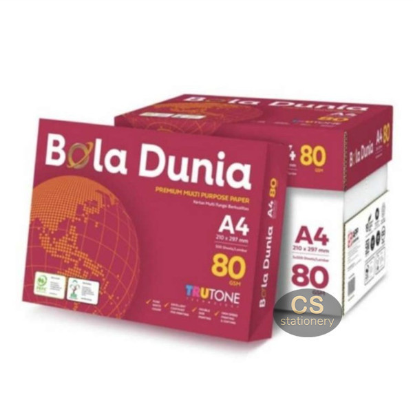 

Kertas Hvs A4 80Gram Bola Dunia 1 Dus / Khusus Gosend Grab