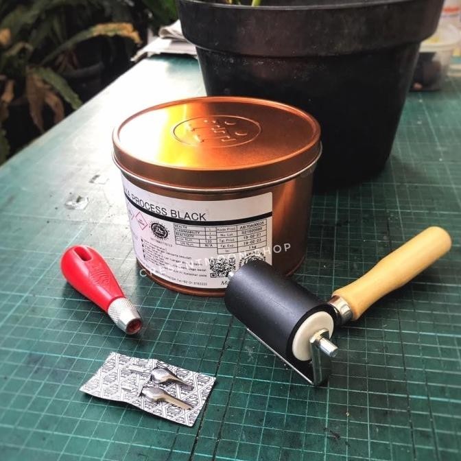 Paket Alat Seni Grafis,Linocut,Karet Lino, Roll Karet,Cat Tinta Grafis