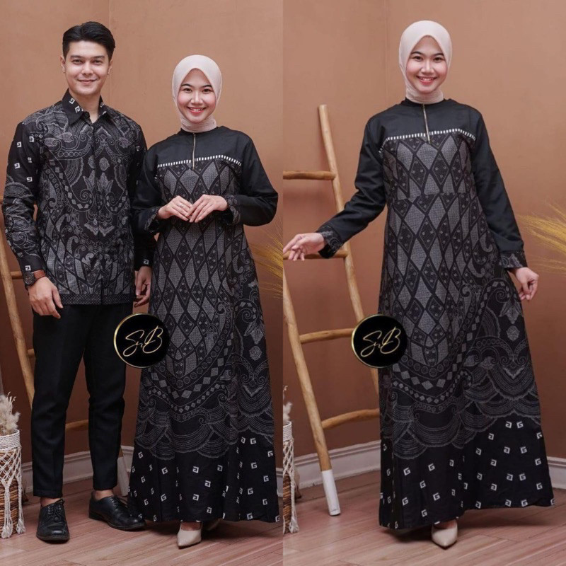 Gamis Batik Couple Gamis Batik Terbaru Gamis Batik Kombinasi Batik Couple Batik Kapelan Sarimbit