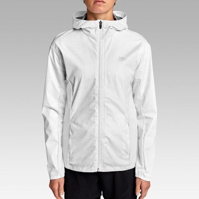 Kalenji Jaket Lari Waterproof Women's Running Rain Jacket - White