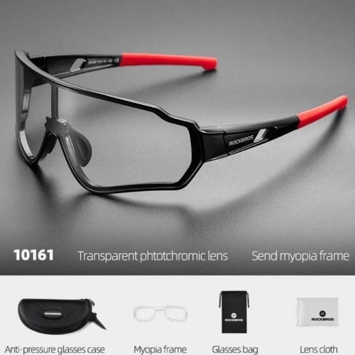 Original Kacamata Rockbros Photocromic Hitam Merah