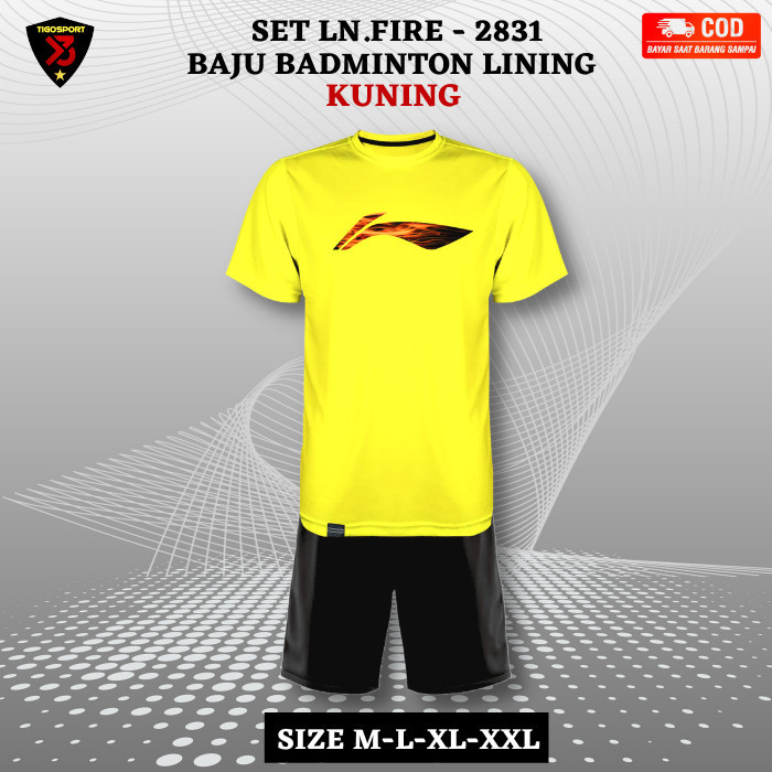 Setelan Kaos Badminton Premium Lining Fire/Jersey Badminton