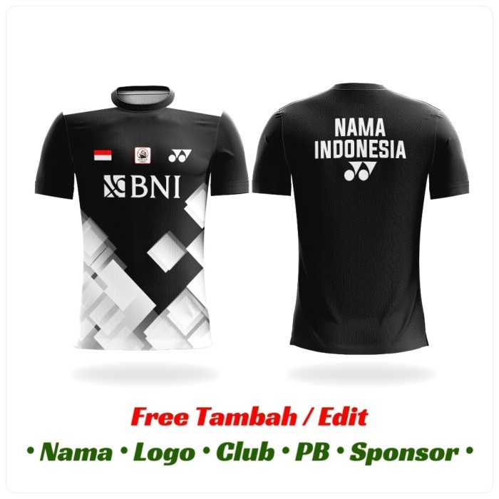 Baju Kaos Jersey Bulutangkis Badminton Custom Bni Yonex Indonesia