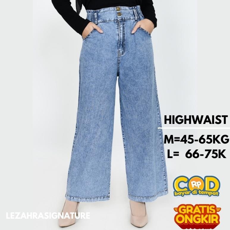 Celana Kulot Jumbo Wanita Kulot Jeans Wanita Haighwaist Fit Xl Jumbo Kulot Jeans Highwaist Bahan Pre